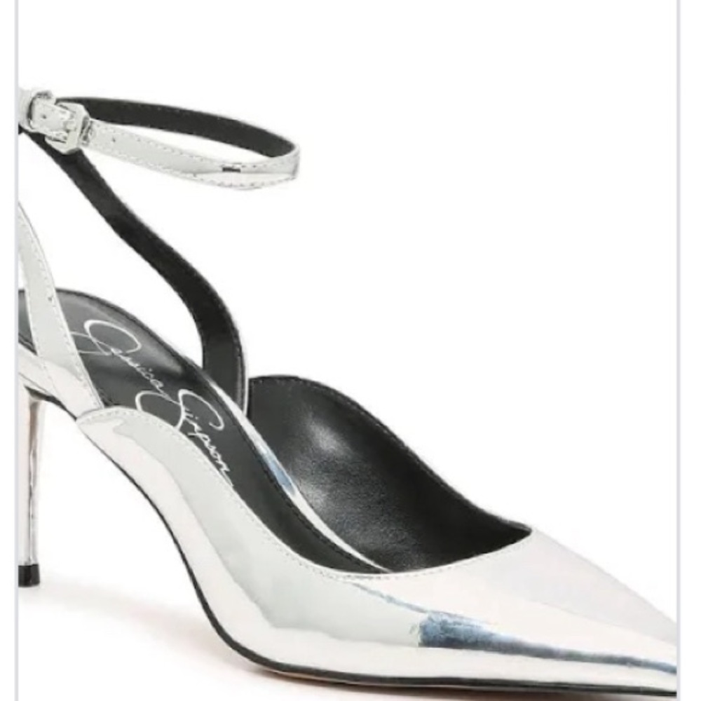 Jessica Simpson Silver metallic heels worn once